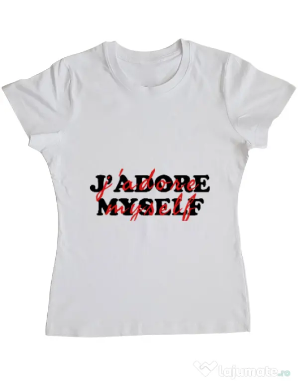 Tricou ADLER dama I love myself Alb