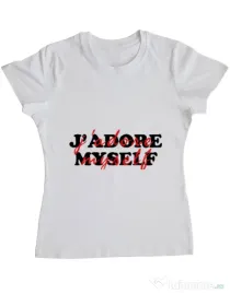 Tricou ADLER dama I love myself Alb