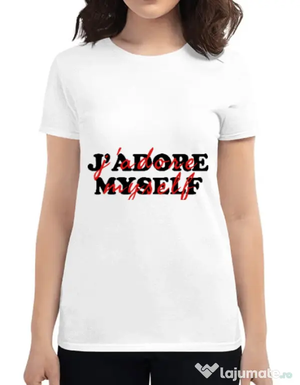 Tricou ADLER dama I love myself Alb