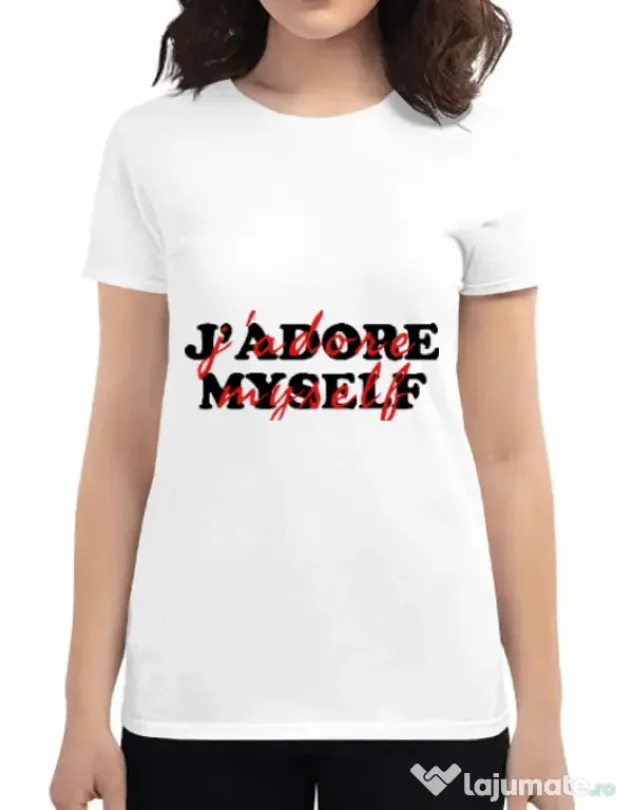 Tricou ADLER dama I love myself Alb