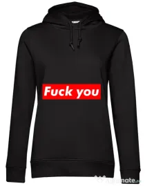 Hoodie dama cu gluga Fuck you Negru