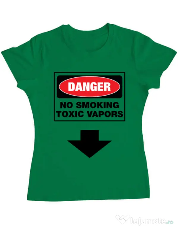 Tricou ADLER dama Danger No Smoking Verde mediu
