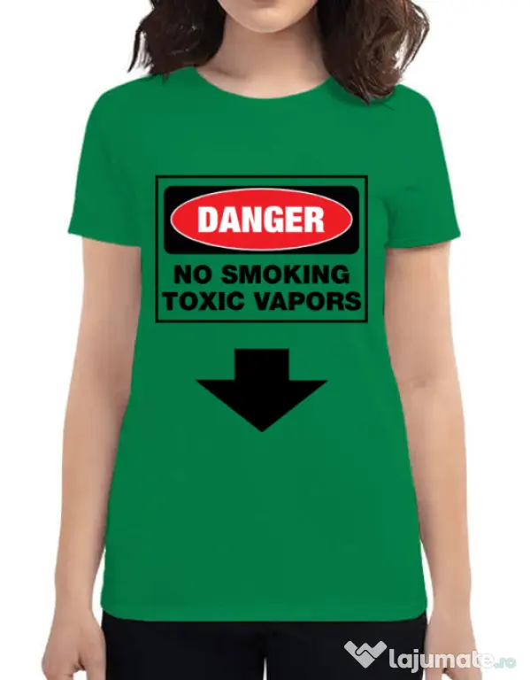 Tricou ADLER dama Danger No Smoking Verde mediu