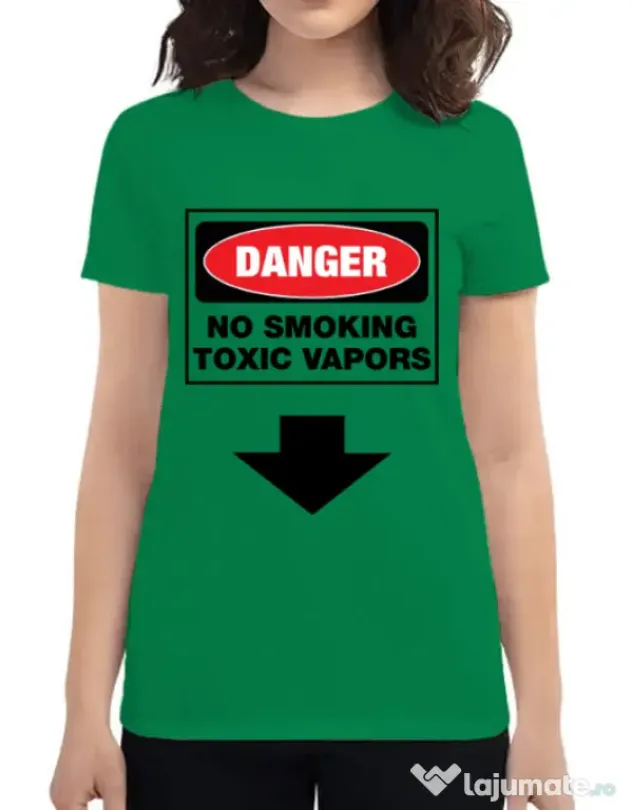 Tricou ADLER dama Danger No Smoking Verde mediu