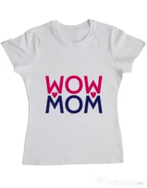 Tricou ADLER dama Wow mom Alb