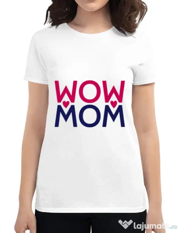 Tricou ADLER dama Wow mom Alb