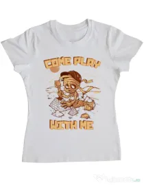 Tricou ADLER dama Come play with me Alb