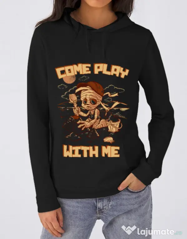 Hoodie dama cu gluga Come play with me Negru