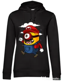 Hoodie dama cu gluga Mario minion Negru