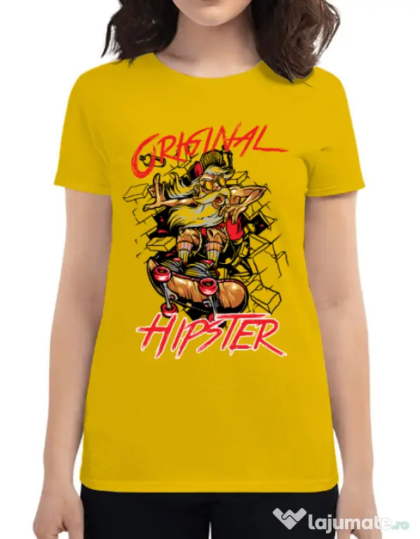 Tricou ADLER dama Original hipster Galben