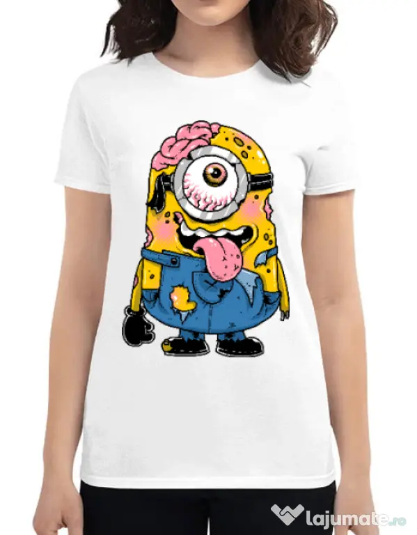 Tricou ADLER dama Zombie minion Alb
