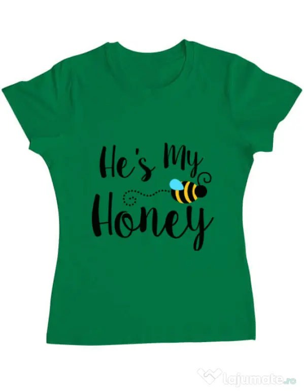 Tricou ADLER dama He is my honey Verde mediu