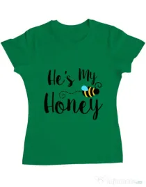 Tricou ADLER dama He is my honey Verde mediu