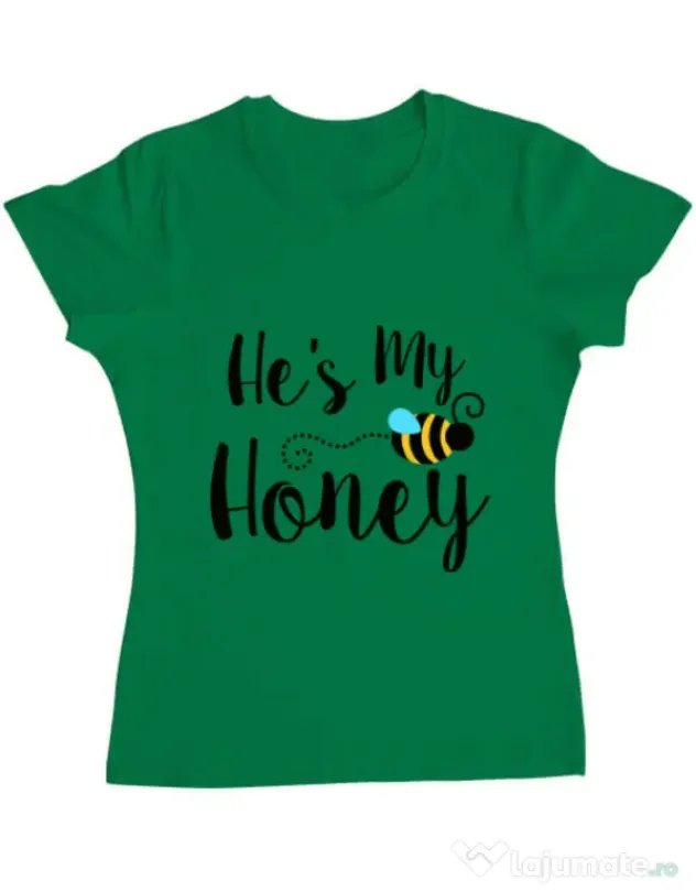 Tricou ADLER dama He is my honey Verde mediu