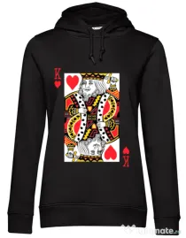 Hoodie dama cu gluga King of hearts Negru