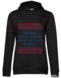Hoodie dama cu gluga Burtos de bere Negru