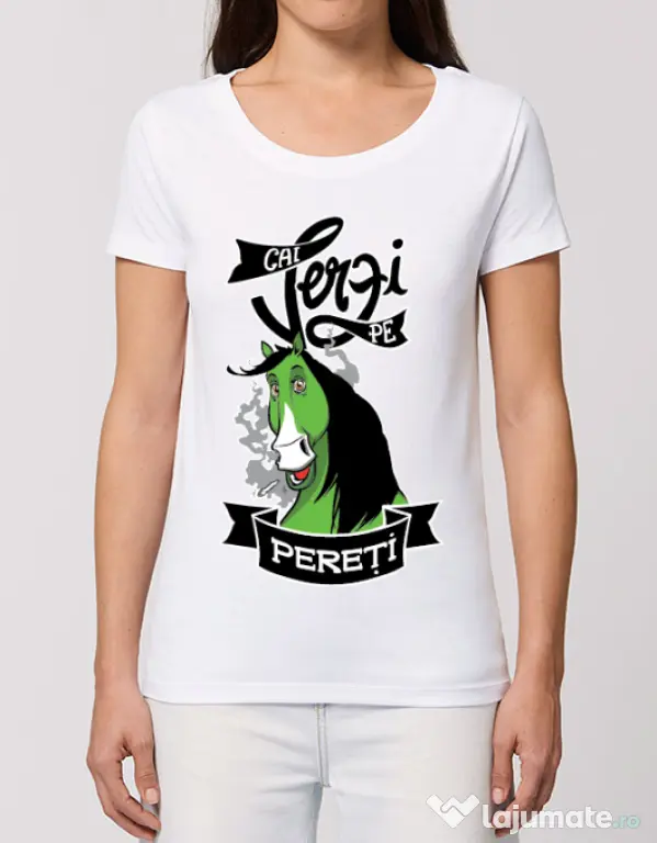 Tricou STANLEY STELLA dama Cai verzi Alb