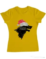 Tricou ADLER dama Christmas is coming Galben