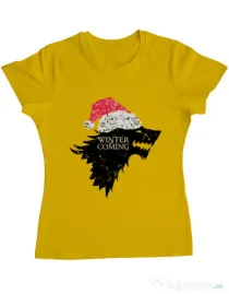 Tricou ADLER dama Christmas is coming Galben