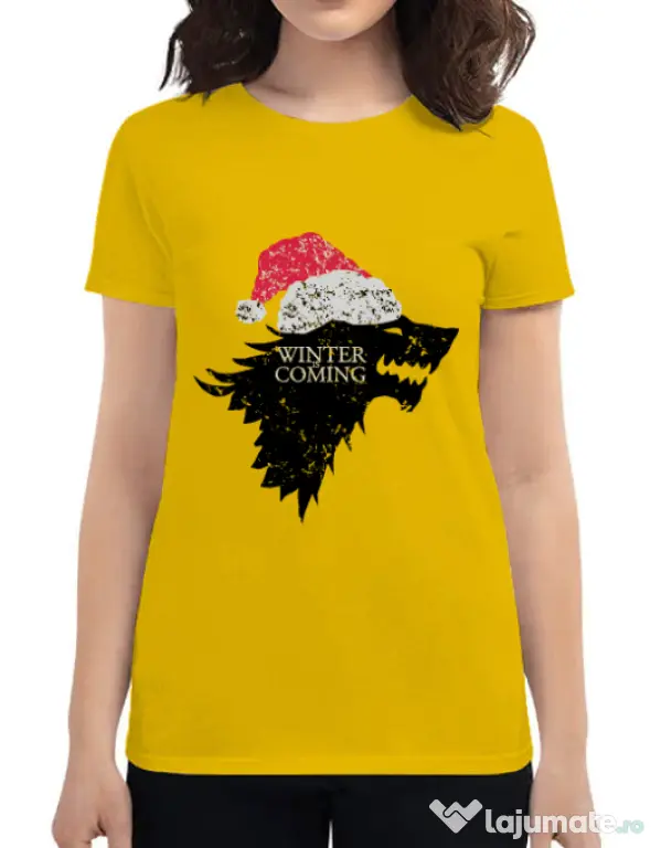 Tricou ADLER dama Christmas is coming Galben