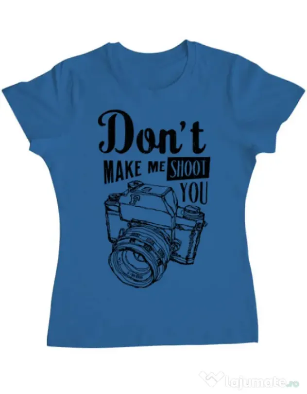 Tricou ADLER dama Dont make me shoot you Albastru azuriu