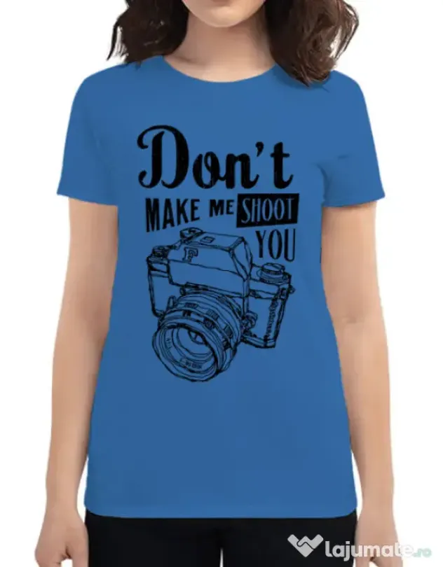Tricou ADLER dama Dont make me shoot you Albastru azuriu