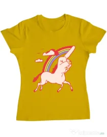 Tricou ADLER dama FUnicorn Galben