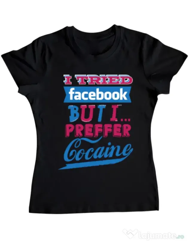 Tricou ADLER dama I tried Bacebook Negru