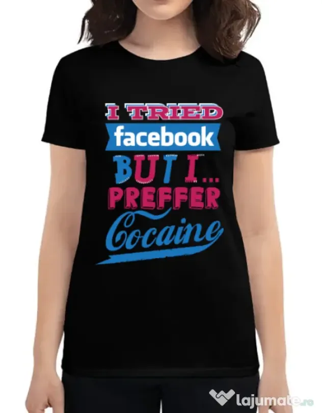 Tricou ADLER dama I tried Bacebook Negru