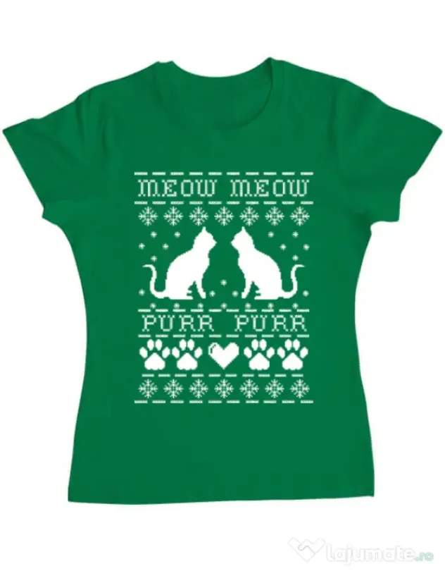 Tricou ADLER dama Meow purr Verde mediu