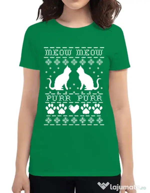 Tricou ADLER dama Meow purr Verde mediu