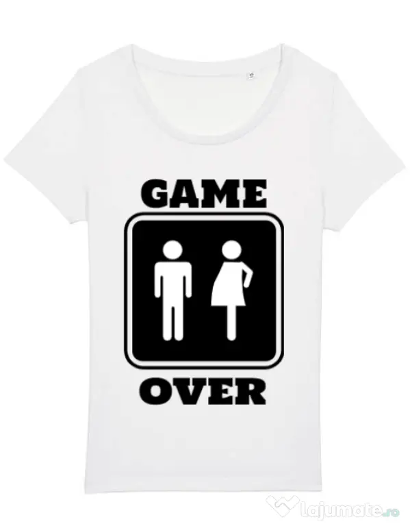 Tricou STANLEY STELLA dama Game over pregnant Alb