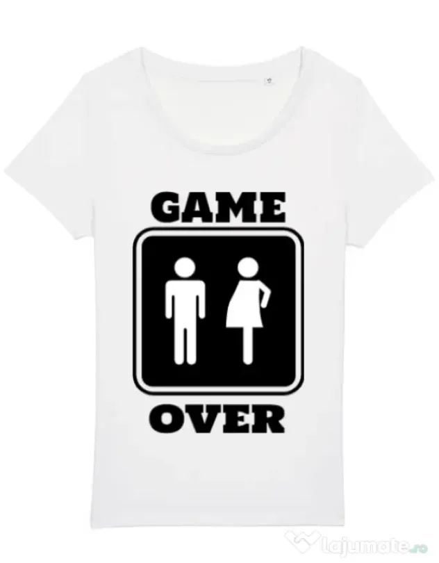 Tricou STANLEY STELLA dama Game over pregnant Alb