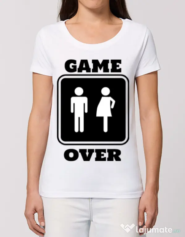 Tricou STANLEY STELLA dama Game over pregnant Alb