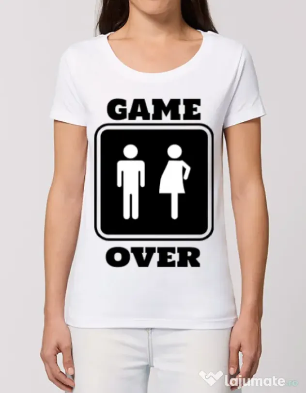Tricou STANLEY STELLA dama Game over pregnant Alb