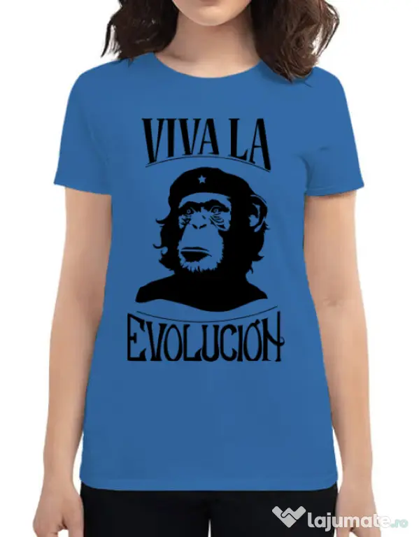 Tricou ADLER dama Viva la evolucion Albastru azuriu