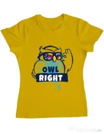 Tricou ADLER dama Owl right Galben