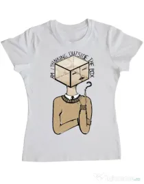 Tricou ADLER dama Am I thinking outside the box Alb