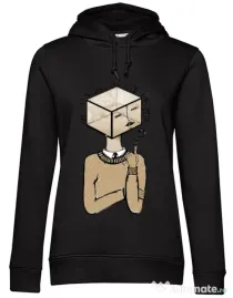 Hoodie dama cu gluga Am I thinking outside the box Negru