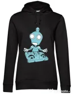 Hoodie dama cu gluga Dj robot Negru
