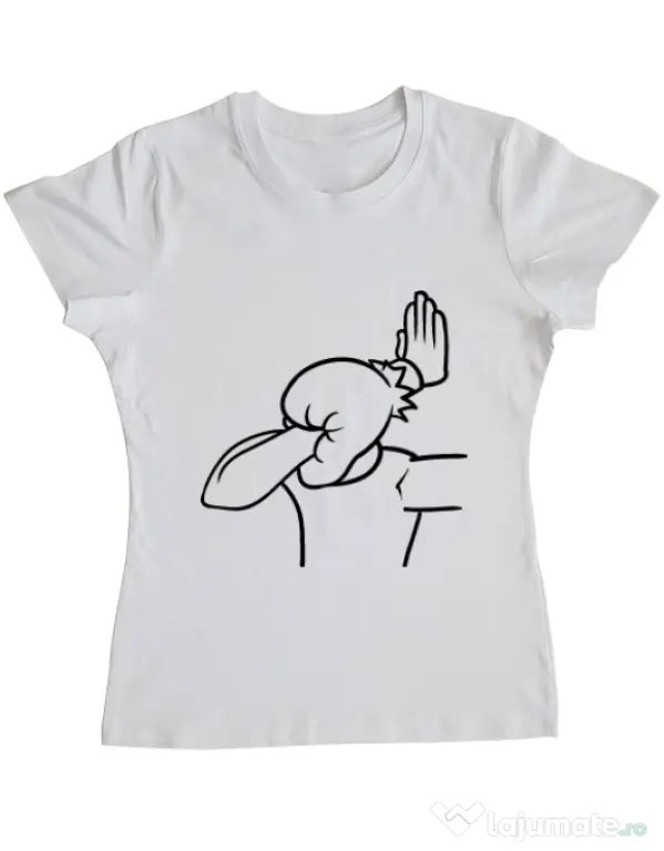 Tricou ADLER dama Extreme facepalm Alb