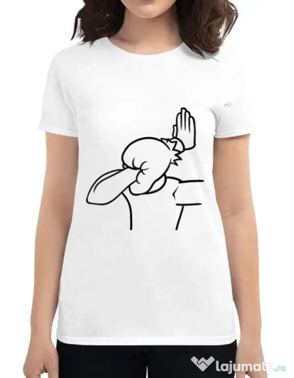 Tricou ADLER dama Extreme facepalm Alb