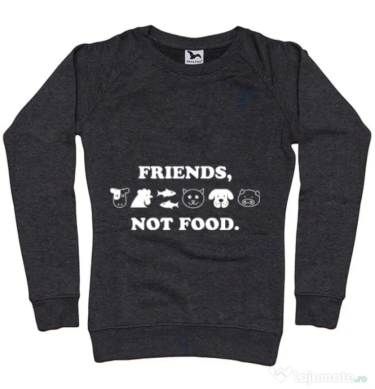 Bluza ADLER dama Friends not food Negru melanj
