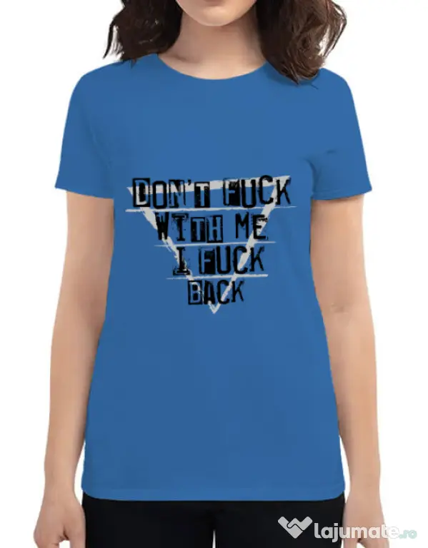 Tricou ADLER dama I fuck back Albastru azuriu