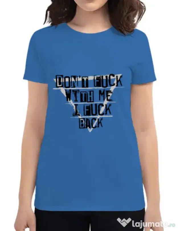 Tricou ADLER dama I fuck back Albastru azuriu