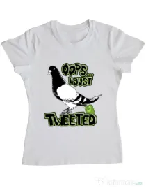 Tricou ADLER dama I just tweeted Alb