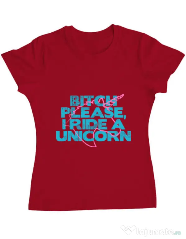 Tricou ADLER dama I ride a unicorn Rosu