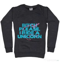 Bluza ADLER dama I ride a unicorn Negru melanj