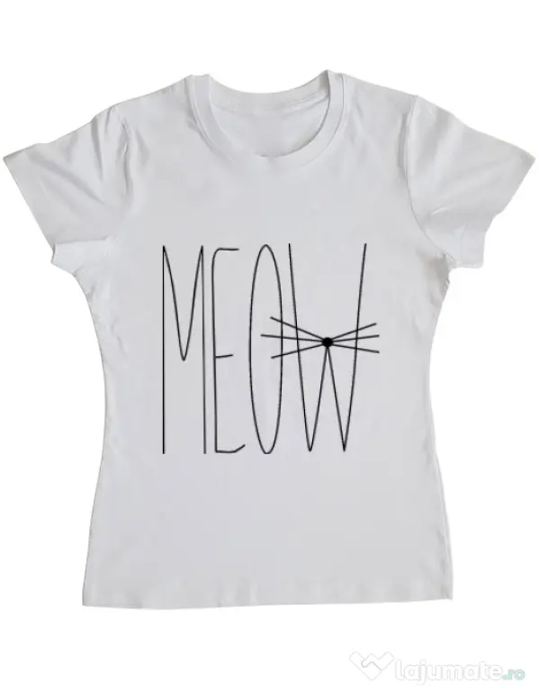 Tricou ADLER dama I am a cat Alb