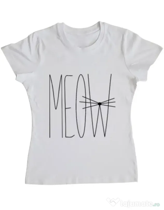 Tricou ADLER dama I am a cat Alb